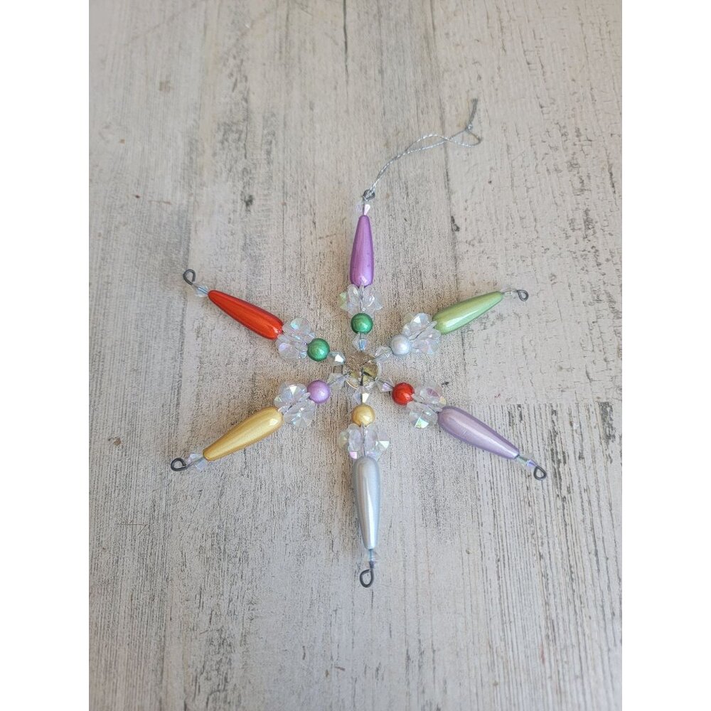 Pastel unique beaded snowflake‎ ornament Xmas